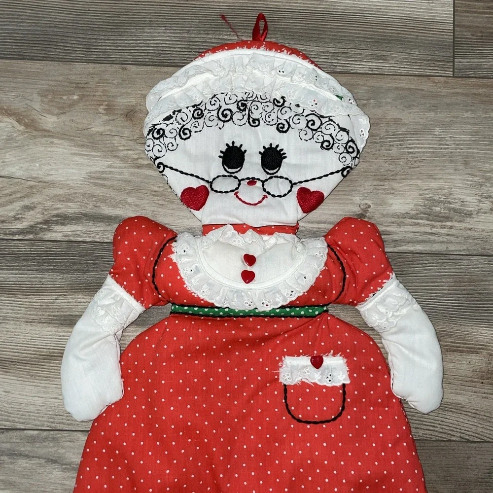 VTG Mrs Claus Fabric Wall Hanging Christmas Decor Plush‎ 1976 Springs Mills